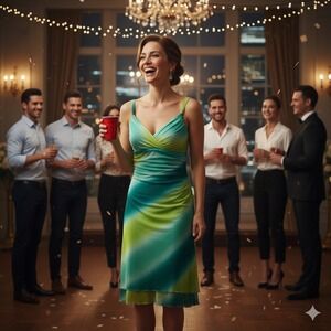 Y2K Ruby Rox Body Con Dress Women Small Green Blue High Low Hem‎ Sparkle Party